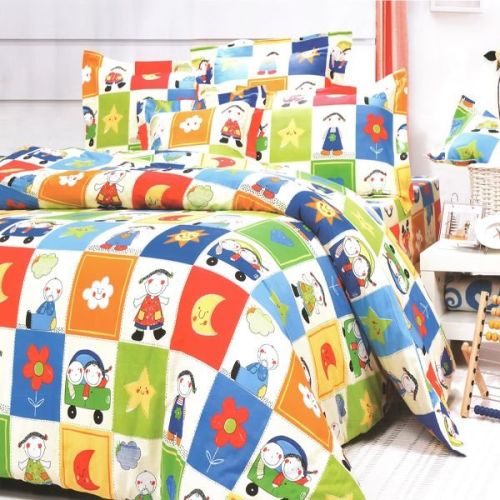 Blancho Bedding - [Happy Friends] 100% Cotton 5PC Bed In A Bag (Twin Size)