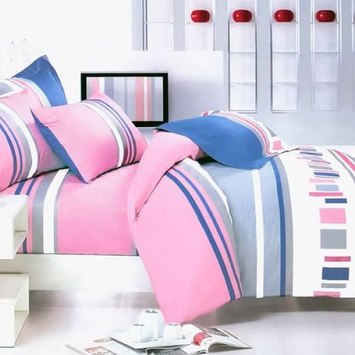 Blancho Bedding - [Pink Abstract] 100% Cotton 7PC Bed In A Bag (Queen Size)